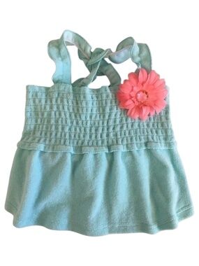 Smoochie Pooch Smocked Dog Dress Turquoise Blue Size S